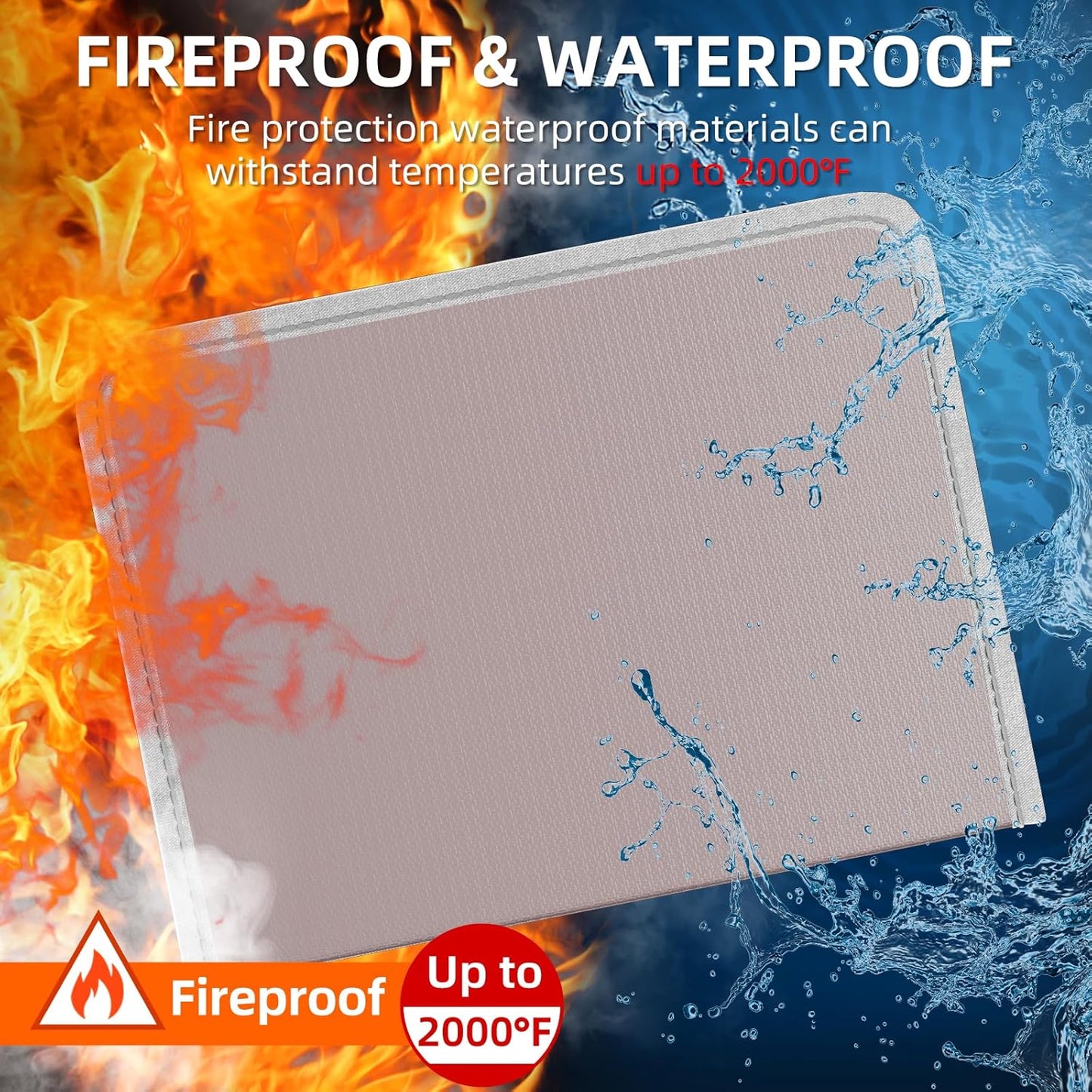 Fireproof Accordion File Organizer, Portable Expanding File Folder with Waterproof Zipper&Labels, Gray Document Organizer with 13 Pockets, File Organizer for Important Document/Paper Storage