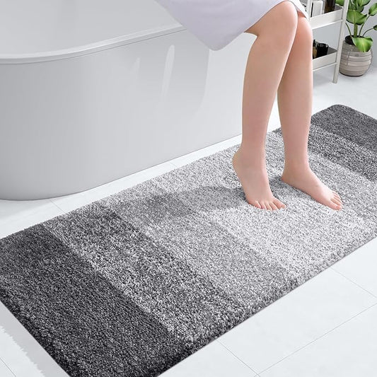 OLANLY Bathroom Rugs Mat 50x30, Extra Soft Absorbent Microfiber Bath Rugs, Rubber Backing, Quick Dry, Machine Washable Bath Mats for Bathroom Floor, Tub and Shower, Home Decor Accessories, Grey