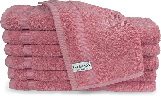 SALBAKOS 100% Turkish Cotton Washcloth Set of 12 13x13 inch | Heirloom Quality | Hotel & Spa Collection | Ultra Soft, Super Absorbent, Washcloth Towels | Made in Turkey (Rose, 12 Washcloths)