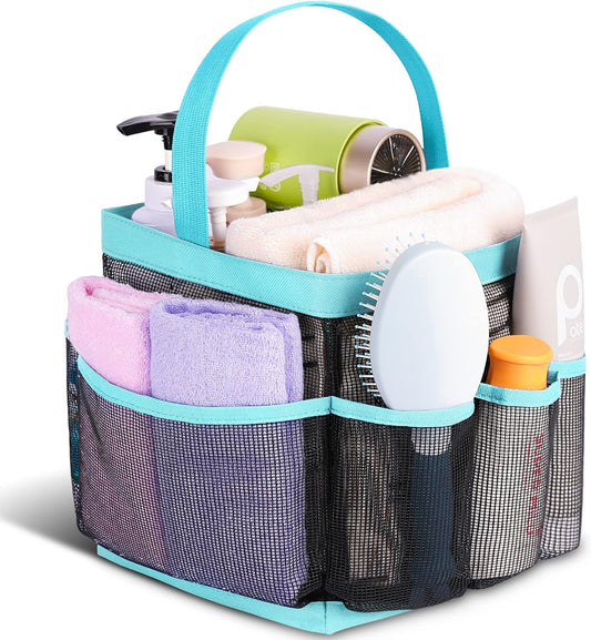 EUDELE Mesh Shower Caddy Portable for College Dorm Room Essentials with 8-Pocket Large Capacity,Shower Bag for Beach,Swimming,Gym,Travel essentials