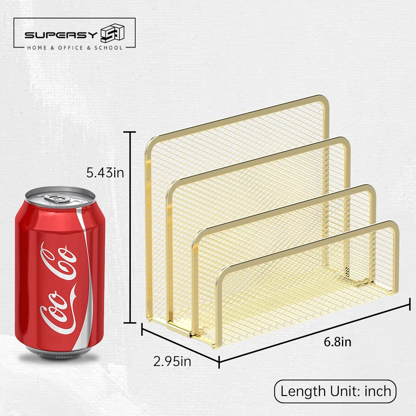 SUPEASY Mail Organizer for Desk, Mesh Metal Mail Holder Countertop with 3-Slot, Letter Sorter File Holder, Office Envelope Organizer for Mails (Gold)