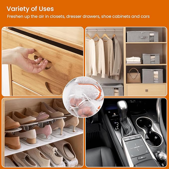 Homode Cedar Blocks for Clothes Storage, Cedar Balls and Cedar Chips for Closets and Drawers, Scented Cedar Sachets Bags Closet Air Freshener, 24 Pack