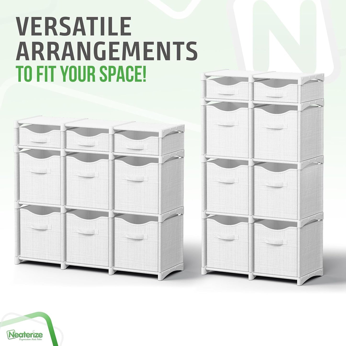 9 Cube Closet Organizers And Storage | Includes All Storage Cube Bins | Easy To Assemble Closet Storage Unit With Drawers | Room Organizer For Clothes, Baby Closet Bedroom, Playroom, Dorm (White Grey)