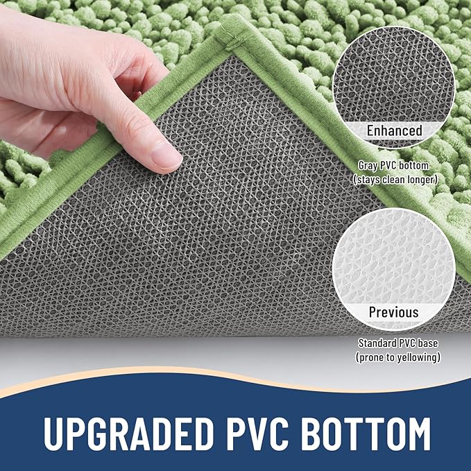 Arotive Luxury Chenille Bathroom Rug Mat, Extra Soft Thick Absorbent Shaggy Bath Rugs, Non-Slip Machine Wash Dry, Plush Bath Mats for Bathroom, Shower and Tub, 44x24, Sage Green