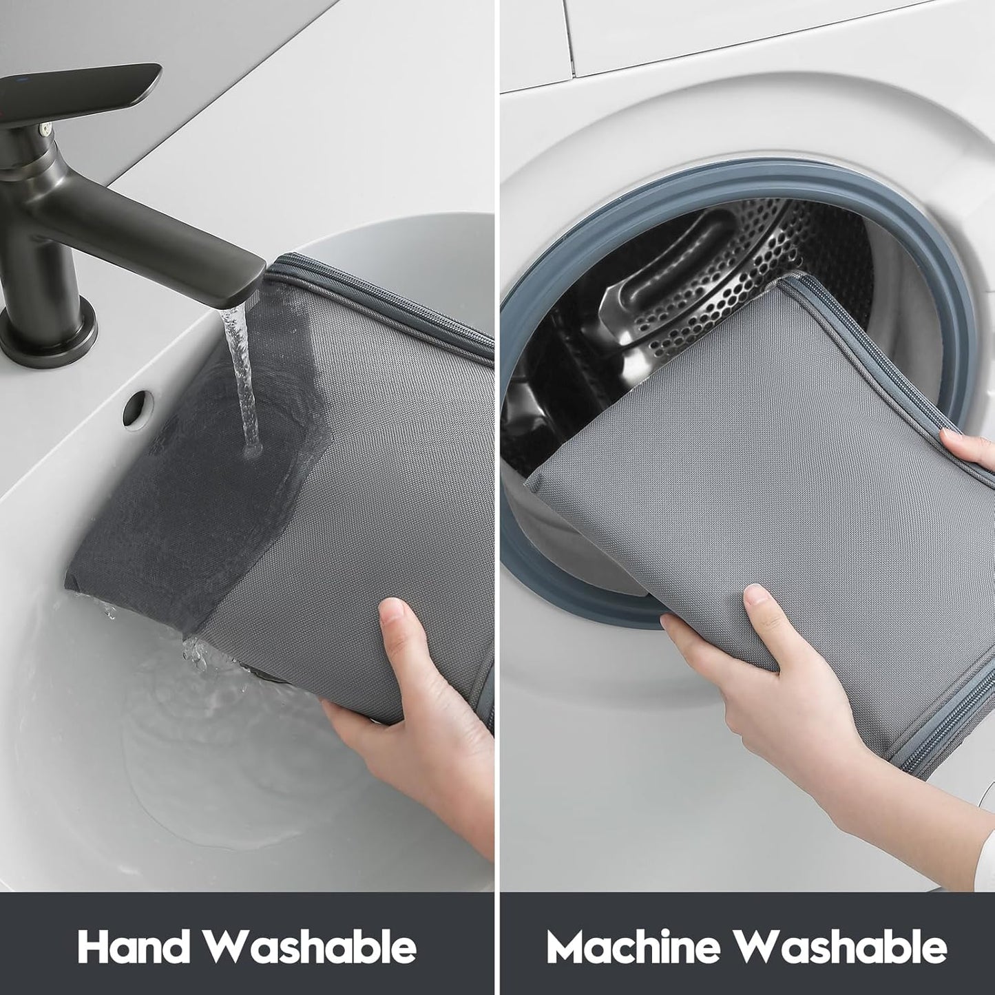 Comforter Storage Bags, Durable Oxford Fabric Clothes Organizer for Closet, Washable Collapsible Large Storage Containers for Clothing Blanket Linen Bedding, 3 Pack (Grey, 18 gallon x 3)