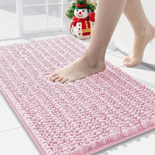 Arotive Luxury Chenille Bathroom Rug Mat, Extra Soft Thick Absorbent Shaggy Bath Rugs, Non-Slip Machine Wash Dry, Plush Bath Mats for Bathroom, Shower and Tub, 36x24, Pink