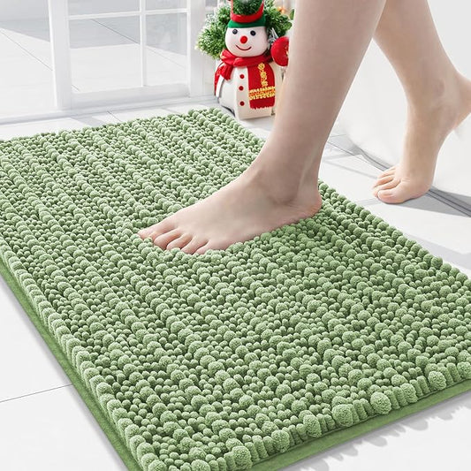 Arotive Luxury Chenille Bathroom Rug Mat, Extra Soft Thick Absorbent Shaggy Bath Rugs, Non-Slip Machine Wash Dry, Plush Bath Mats for Bathroom, Shower and Tub, 30x20, Sage Green