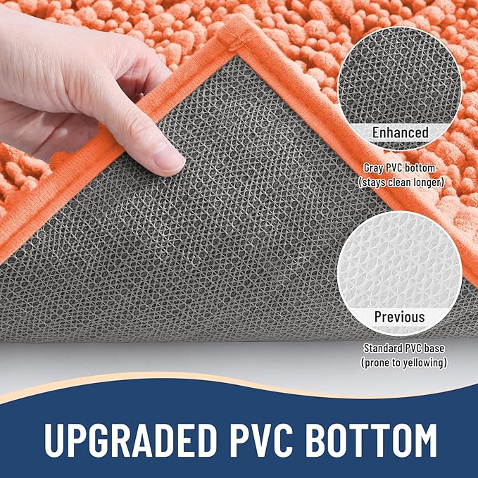 Arotive Luxury Chenille Bathroom Rug Mat, Extra Soft Thick Absorbent Shaggy Bath Rugs, Non-Slip Machine Wash Dry, Plush Bath Mats for Bathroom, Shower and Tub, 30x20, Coral