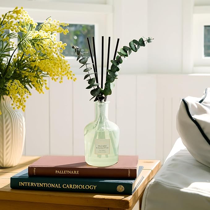 COCORRÍNA Eucalyptus & Wild Mint Reed Diffuser – 6.76 oz Essential Oil with Sticks & Dried Eucalyptus, Home Fragrance for Bedroom or Bathroom Décor