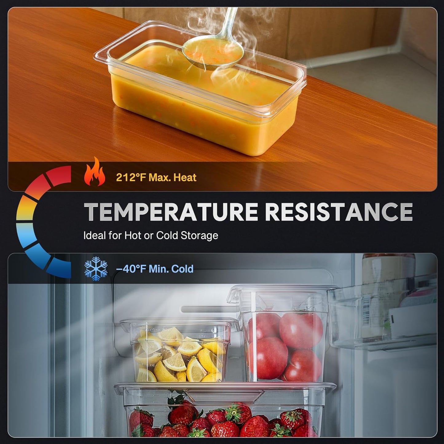 WILPREP 6 Pack Plastic Food Pans with Lids NSF Listed, 1/3 Size 4 in Deep Clear Food Storage Containers, 4.2 qt Stackable Polycarbonate Commercial Hotel for Fruits Vegetables Beans Corns