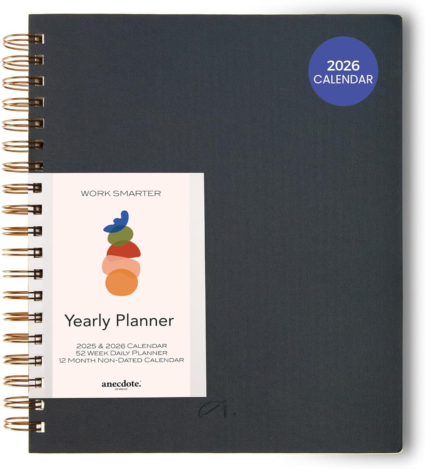 Anecdote Planner 2026 (8.5" x 10") Daily Planner Weekly Monthly Planner - 52 Weeks w/Library Buckram Cover, Brass Spiral - A4 Size Bleed-Resistant Paper – Ink Blue