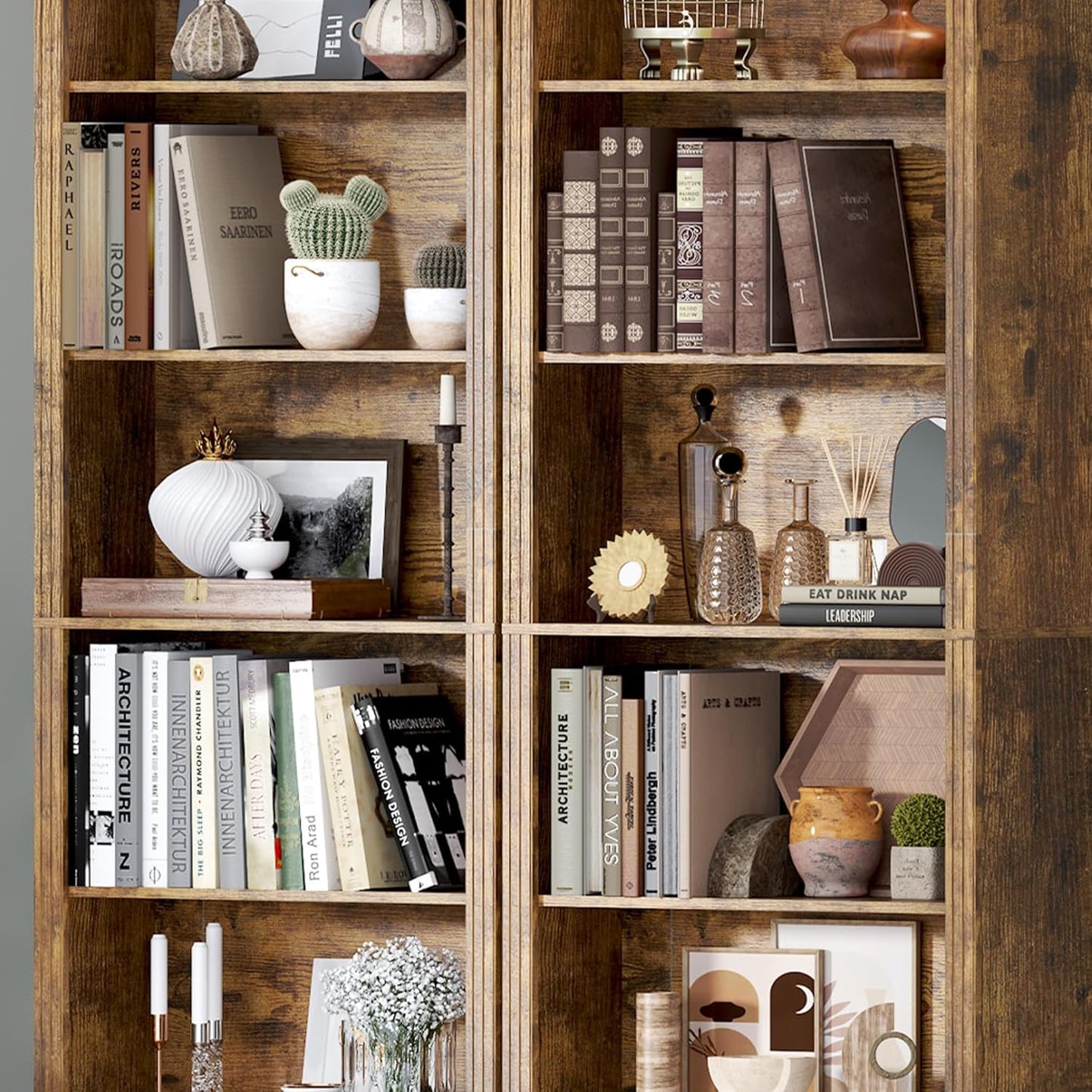 75" Tall Bookshelf, 6-Tier Floor Standing Bookcase with Adjustable Shelves, 24" Wide Open Storage Shelf, Modern Display Organizer for Home Office, Living Room, Bedroom, Study