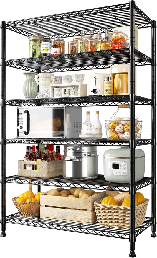 REIBII 71" H Metal Shelves 6 Tier Storage Shelves 1200LBS Adjustable Shelving Units and Wire Shelving Unit Storage Rack Shelf Metal Shelving, 71" H x 29" W x 14" D