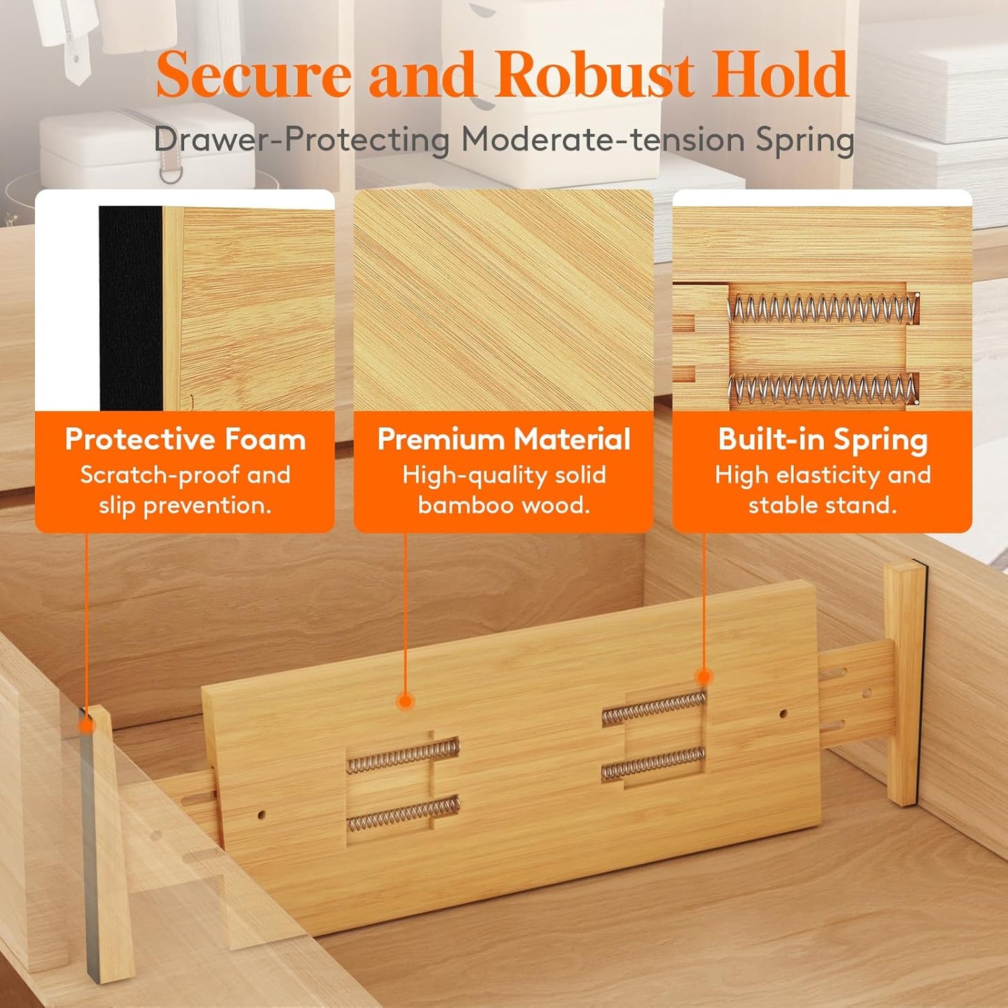 Lifewit 8 Pack 6" Deep Bamboo Drawer Dividers, 17.5-22" Expandable Drawer Organisers for Clothes, Adjustable Dresser Drawer Divider, Clothing Drawers Separators for Dresser, Bedroom, Bathroom, Office