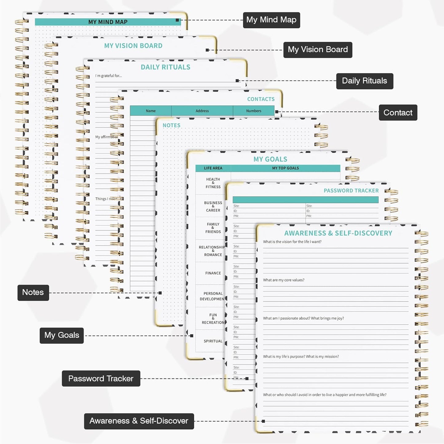 Ospelelf Undated Spiral Planner 12 Months, Daily Weekly and Monthly Academic Planner with Clip 8.5 x 11