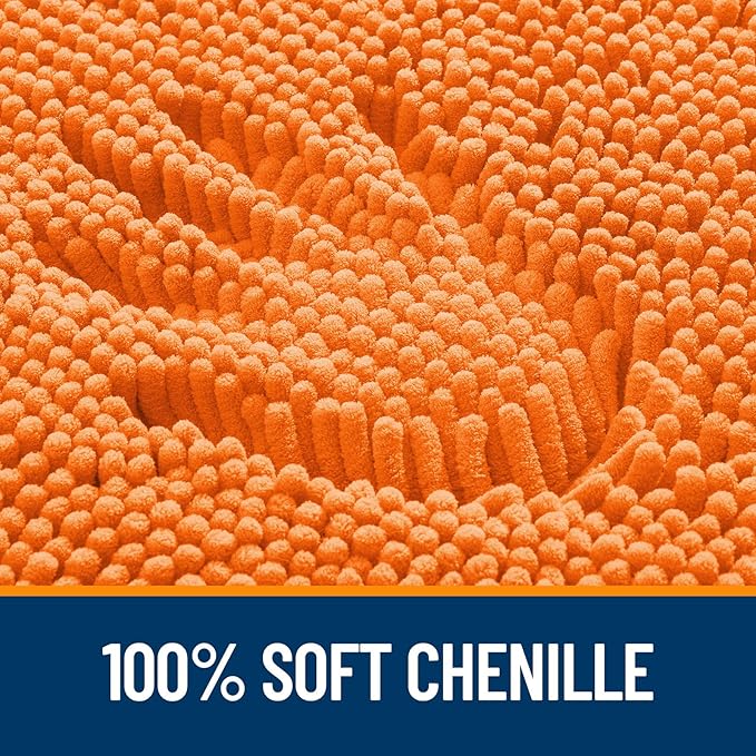 OLANLY Bathroom Rugs 70x24, Extra Soft Absorbent Chenille Bath Rugs, Rubber Backing Quick Dry, Machine Washable Bath Mats for Bathroom Floor, Tub and Shower, Home Decor Accessories, Orange