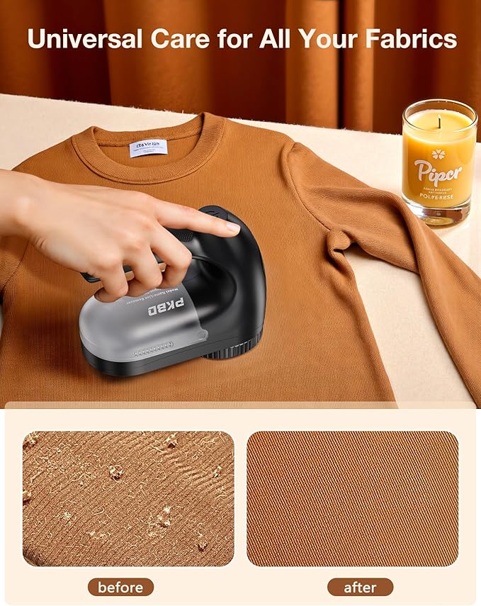 IPX6 Waterproof Washable Electric Fabric Shaver and Lint Remover, Rechargeable Sweater Defuzzer with 3 Free Extra Blades, Quickly and Effectively Remove Fluff,Fuzz,Bobbles for Clothes, Dark Black