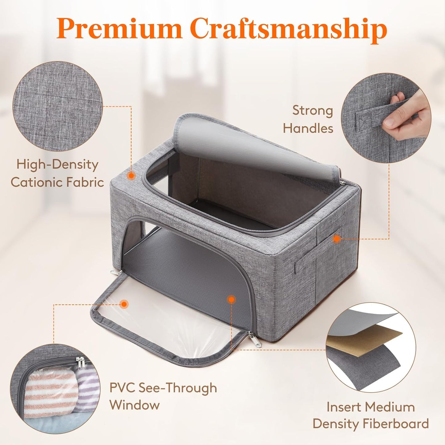 Lifewit Clothes Storage Bins with Metal Frame, Stackable Storage Box, Foldable Clothing Storage Bins with Lids, 25L Storage Bags Fabric Box Organizer with Clear Window＆ Zippers＆ Sturdy Handles 6 Pack