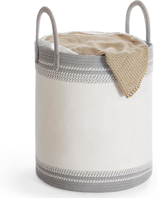 SONGMICS Laundry Hamper 60L, Laundry Basket with Handles, Laundry Bag with Lid, Cotton Rope, Drawstring, for Clothes, Blankets, Living Room, Bedroom, Dove Gray URLH060G01