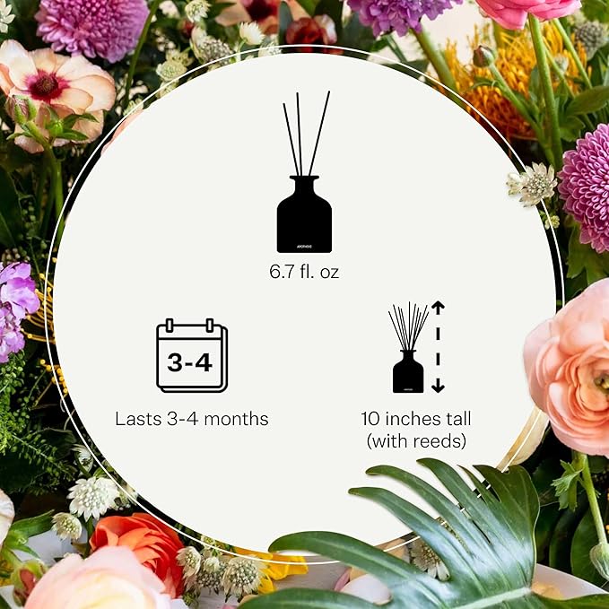Apotheke Luxury Scented Reed Diffuser for Home, Earl Grey Bitters - 6.7 Fl Oz Essential Oil Aromatherapy - 10 Rattan Scent Sticks Room Diffuser - Long-Lasting Fragrance for Bedroom, Home, Bathroom