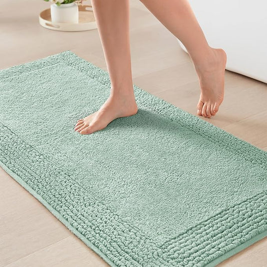 Madison Park Splendor Reversible 100% Cotton Tufted Bathroom Rug-3000 GSM Hotel Quality Luxurious Plush Medium Pile Bath Mat Absorbent, Quick Dry, Shower Room Décor, 24x44 Green