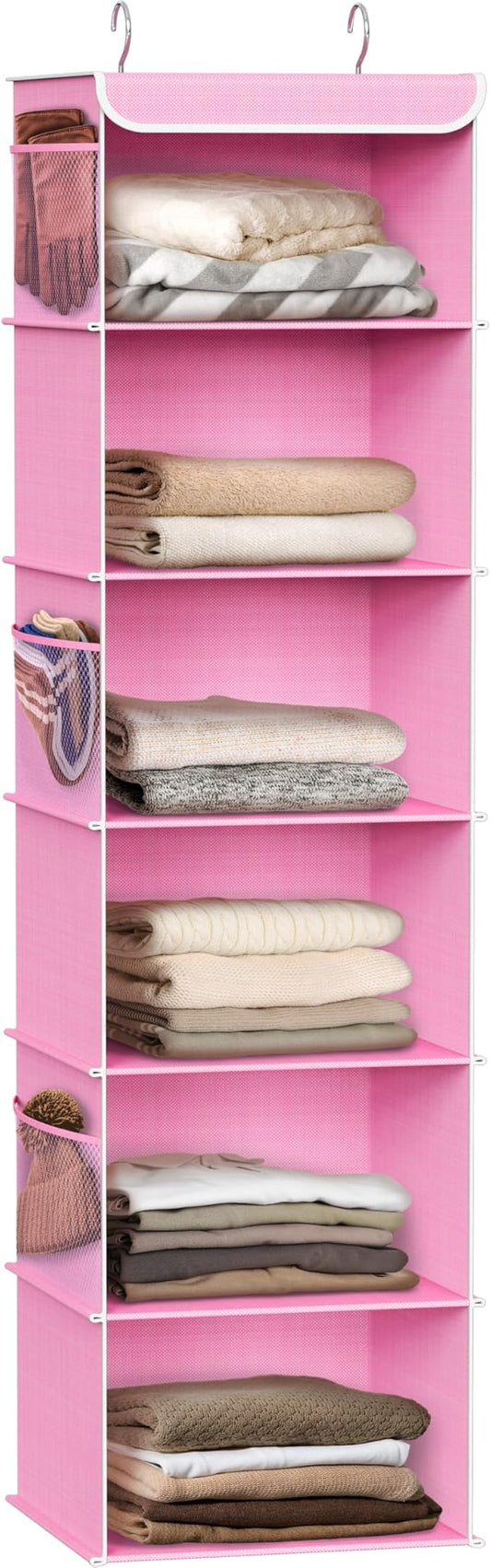 Simple Houseware 6 Shelf Hanging Closet Organizer, Pink