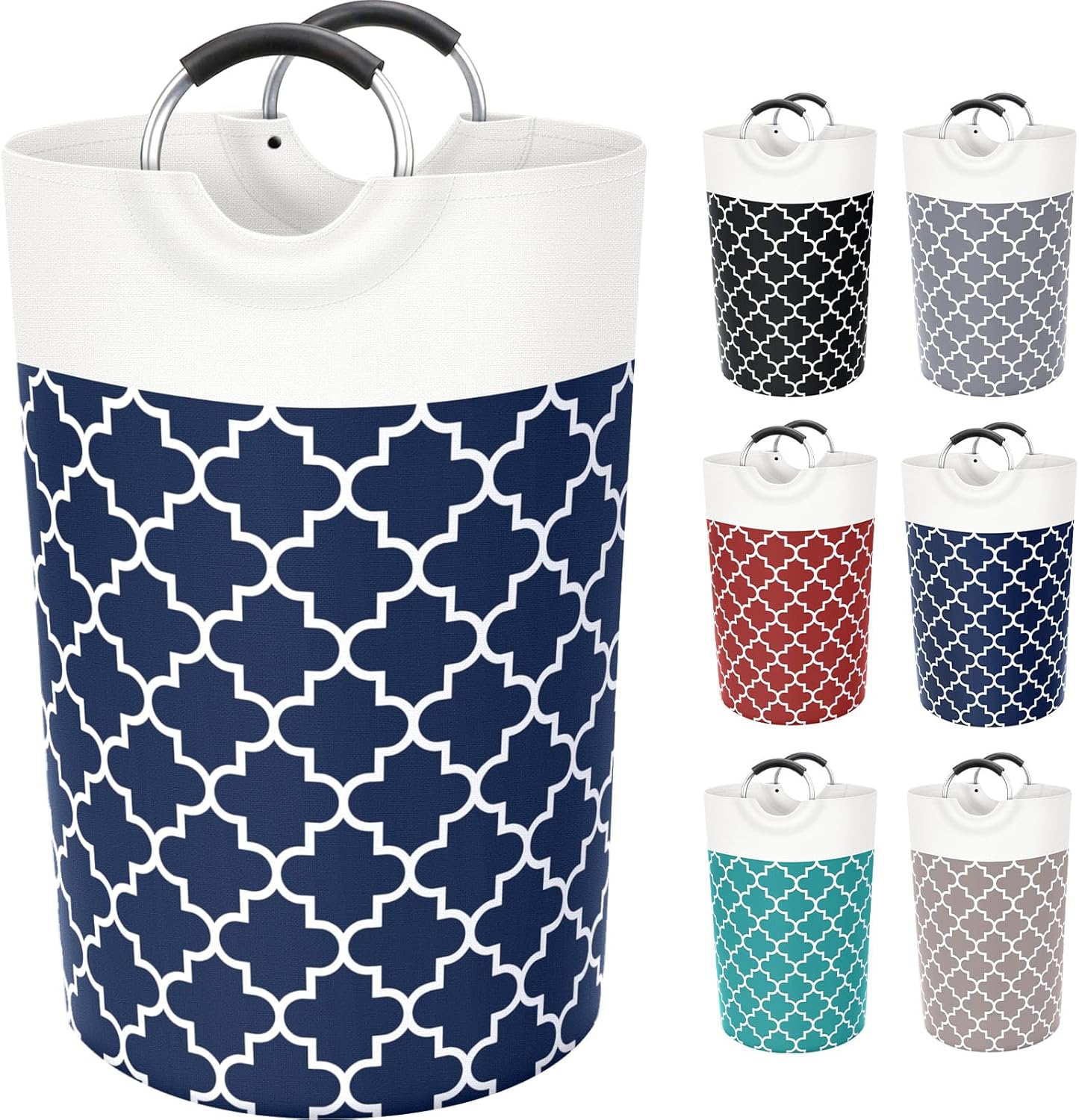 Large Laundry Basket Laundry Hamper Bag Washing Bin Clothes Bag Collapsible Tall with Handles Waterproof Travel Bathroom College Essentials Storage for College Dorm, Family (Blue) 115L