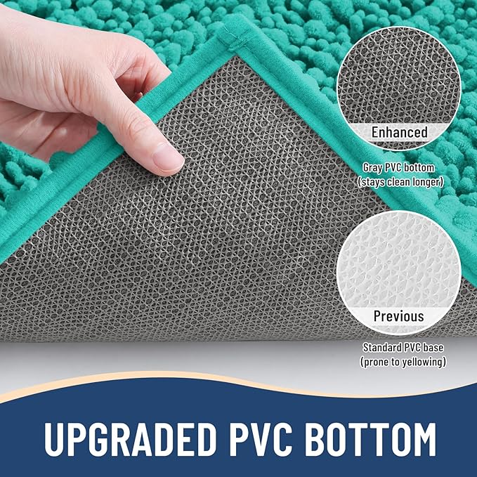 Arotive Luxury Chenille Bathroom Rug Mat, Extra Soft Thick Absorbent Shaggy Bath Rugs, Non-Slip Machine Wash Dry, Plush Bath Mats for Bathroom, Shower and Tub, 30x17, Teal