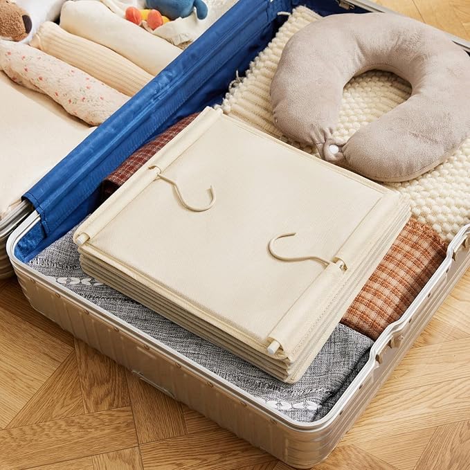 MAX Houser 6 Tier Shelf Hanging Closet Organizer, Cloth Hanging Shelf with 2 Sturdy Hooks for Storage, Foldable (Beige)