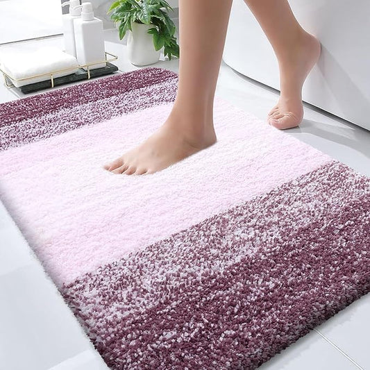OLANLY Bathroom Rugs Mat 30x20, Extra Soft Absorbent Microfiber Bath Rugs, Rubber Backing, Quick Dry, Machine Washable Bath Mats for Bathroom Floor, Tub and Shower, Home Decor Accessories, Mauve
