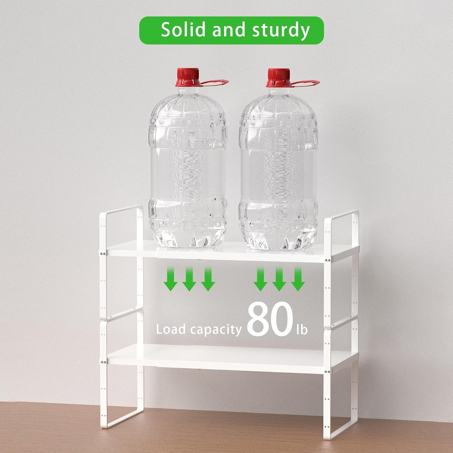 Expandable Cabinet Storage Shelf Stackable Organizer Rack for Kitchen Bathroom Pantry Spice Cupboard Countertop Home Office Desk Heavy Duty Nonslip White Small 3 Pack