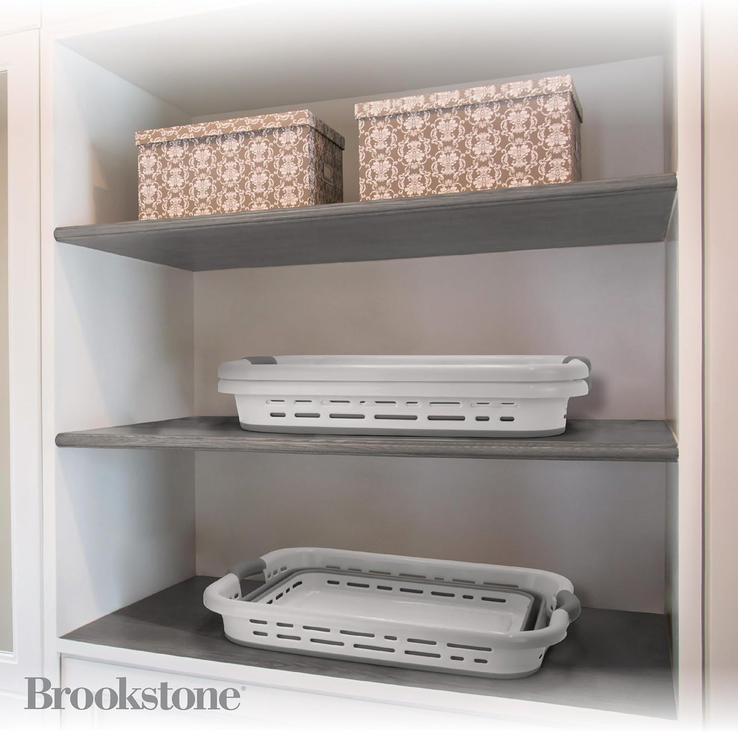 BROOKSTONE, 1 UNIT, 11 GALLONS - [OUR LARGEST BASKET EVER] 24" Collapsible Laundry Basket, Comfort Non-Slip Grip Handles, Minimalist Space Saving Design, Portable Pop-Up Hamper, [BPA FREE]