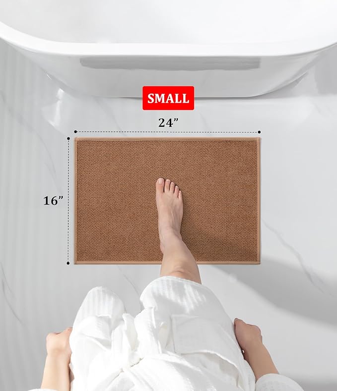 YIHOUSE Bathroom Rugs Mat 16x24, Non Slip Quick Dry Bath Mats for Bathroom Absorbent Ultra Thin Bath Rugs Machine Washable Fit Under Door for Sink, Cabinet, Laundry (Orange, 16"x24")