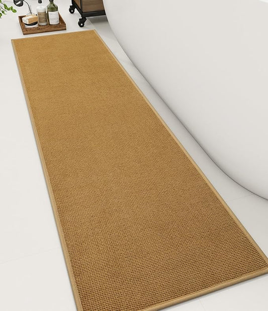 YIHOUSE Bathroom Rugs Mat 16x59, Non Slip Quick Dry Bath Mats for Bathroom Absorbent Ultra Thin Bath Rugs Machine Washable Fit Under Door for Sink, Cabinet, Laundry (Yellow, 16"x59")