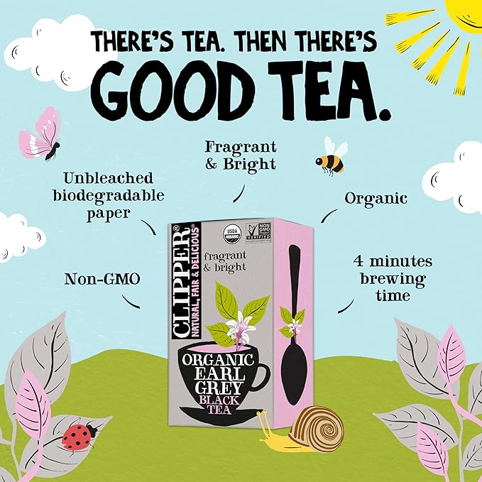 Clipper Tea Organic Earl Grey - USDA Organic, Non-GMO, Fair Trade, Sustainable Caffeinated Tea, 1 Pack, 20 Unbleached Tea Bags
