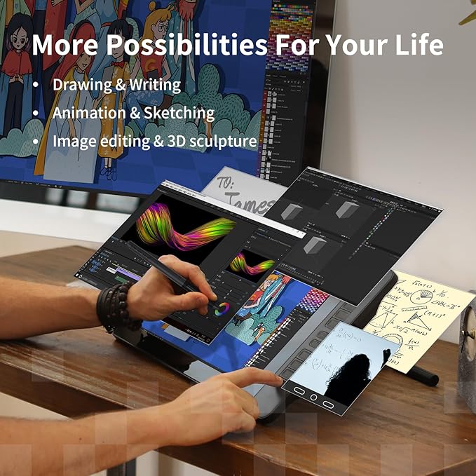 Drawing Tablet with Screen GAOMON PD1561 Drawing Monitor Art Tablet with Adjustable Stand, 10 Shortcut Keys, Tilt Support, Battery-Free Pen, 15.6-inch Graphics Tablet for Mac, Windows PC