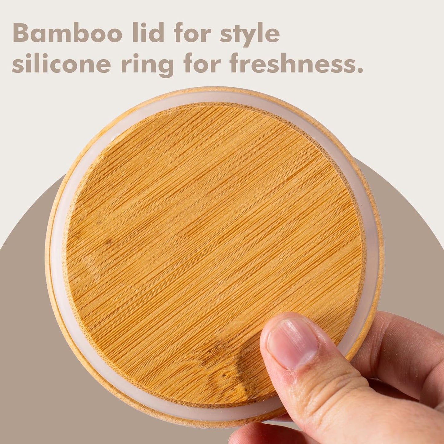 20oz 6PCS Round Airtight Glass Food Storage Jars, Clear Glass Food Container with Bamboo Lid, Stackable Spice Jar, Small Kitchen Storage for Sugar, Tea, Coffee bean, Pasta, Oat, Spice