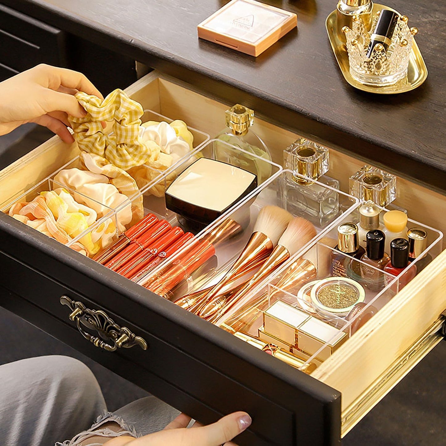 JessLab Acrylic Organizers, Bathroom Organizer for Drawer, Cosmetic Display Cases for Vanity, Countertop, Desk, Kitchen, and Makeup Storage, 1-Section