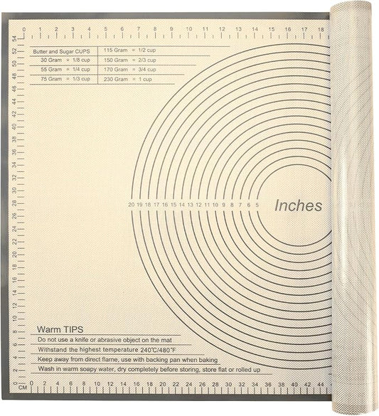 Silicone Pastry Mat 34x26 Inch - Nonstick Baking Mat Perfect for Dough, Pastry, Pie Crust, Fondant, Bread, Cookies, Pasta, Pizza