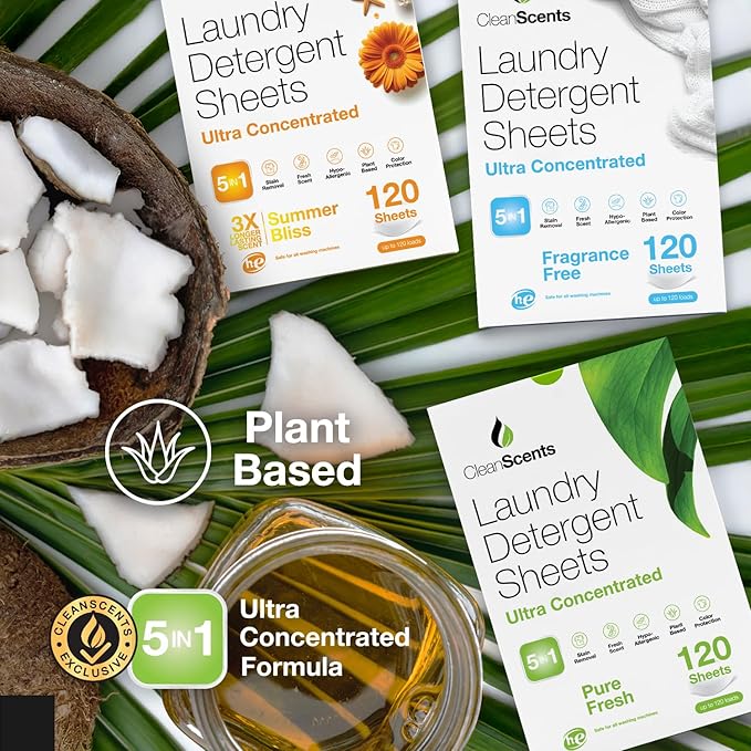 CleanScents Laundry Detergent Sheets (120 Sheets) (Pure Fresh)