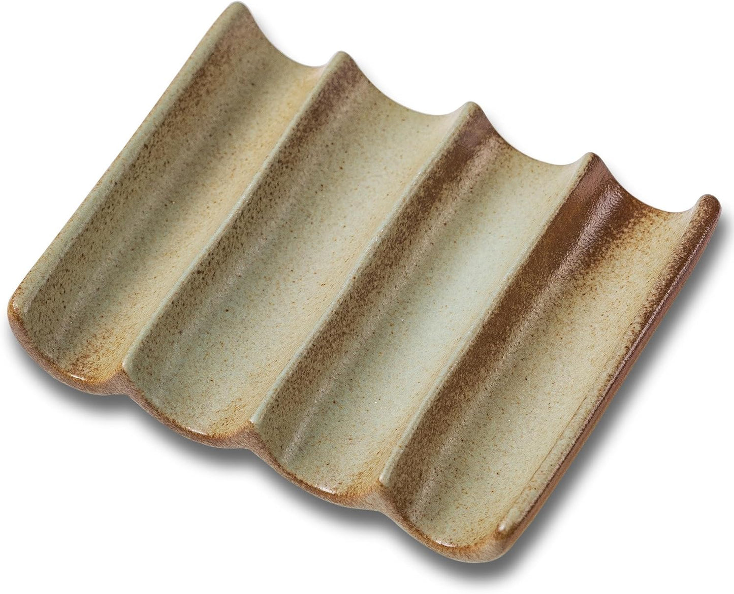 Soap Dish with Drainage, Ceramic Soap Bar Holder Tray for Shower Decorative Square Soap Saver for Bathroom Sink, Kitchen and Countertop White, Retro Green 1 Pcs