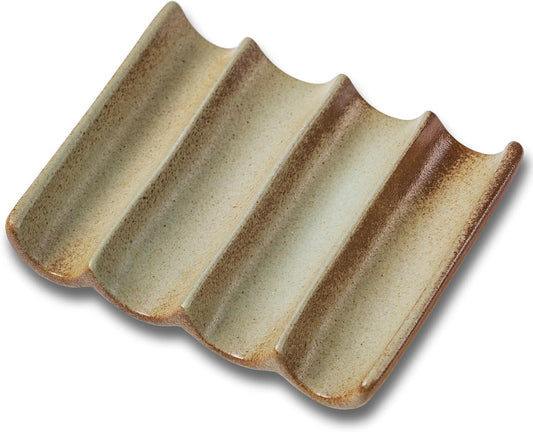 Soap Dish with Drainage, Ceramic Soap Bar Holder Tray for Shower Decorative Square Soap Saver for Bathroom Sink, Kitchen and Countertop White, Retro Green 1 Pcs