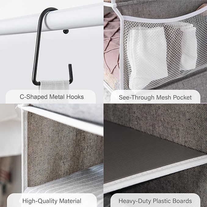 StorageWorks 5-Shelf Hanging Shelves for Closet, Clothes Organizers and Storage, 13" D x 15" W x 47 ¾" H, Gray