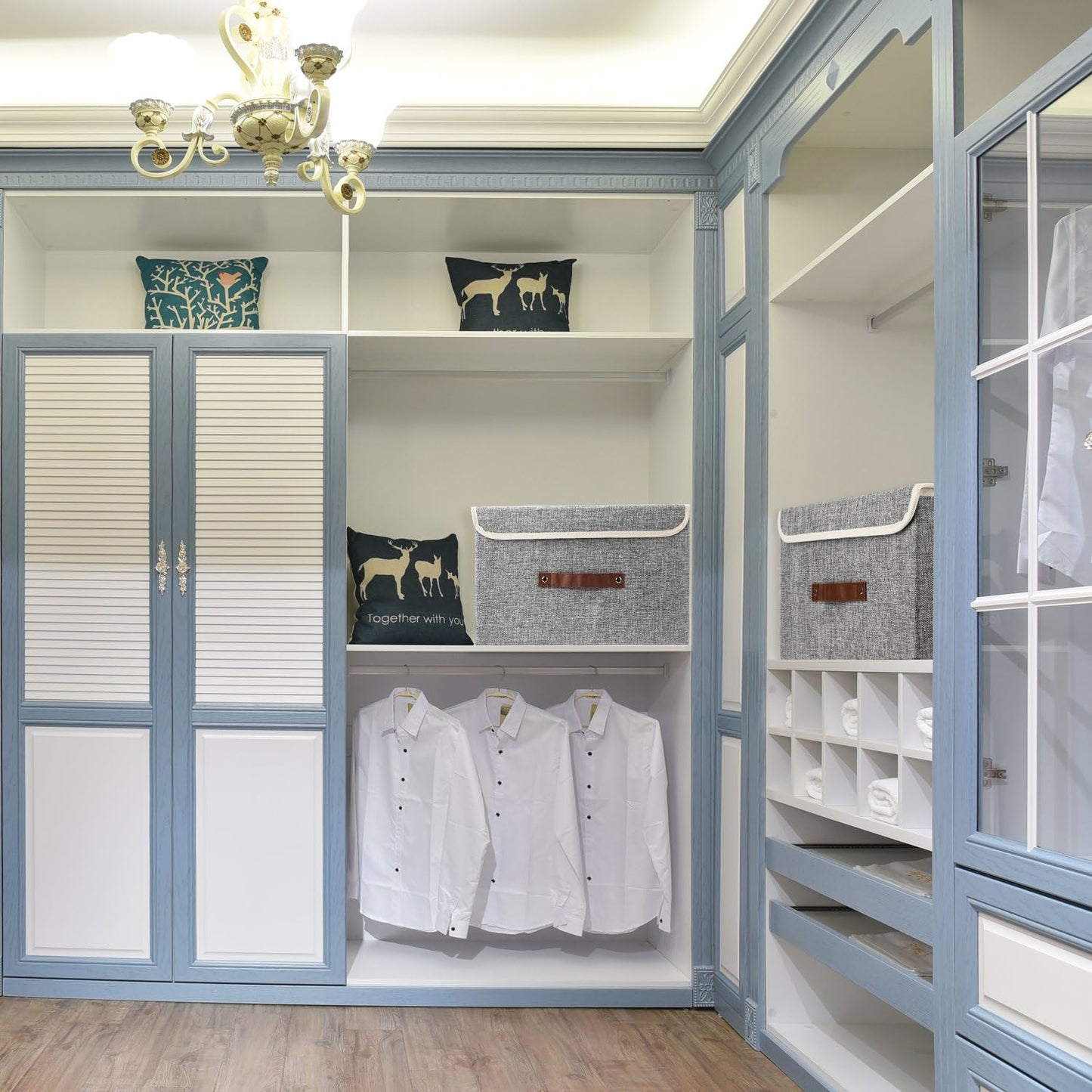 TYEERS Collapsible Storage Boxes, Washable Fabric Storage Bins with Lids, 14.9x9.8x9.8 inches, 2 Pack, Gray