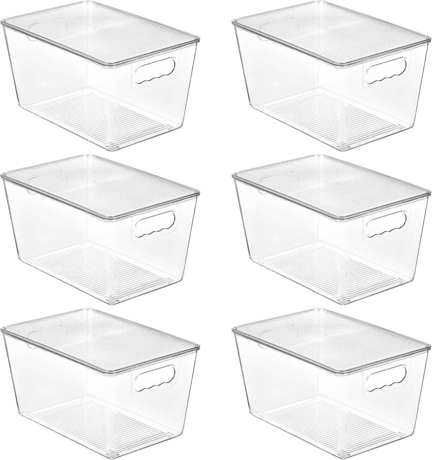 Vtopmart 6 Pack Clear Stackable Storage Bins with Lids, Large Plastic Containers with Handle for Pantry Organizer and Storage,Perfect for Bathroom,Cabinet,Kitchen,Fridge,Closet Organization
