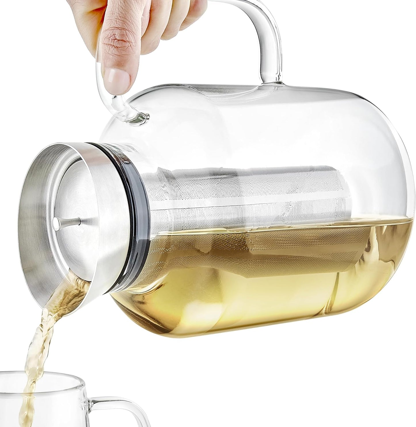 Teabloom 100% Plastic-Free Extra-Large Multi-Brew Borosilicate Glass Teapot + Kettle + Pitcher – Steep and Serve Hot Tea, Iced Tea, Cold Brew Tea and Fruit Infused Water – Legacy Tea Maker