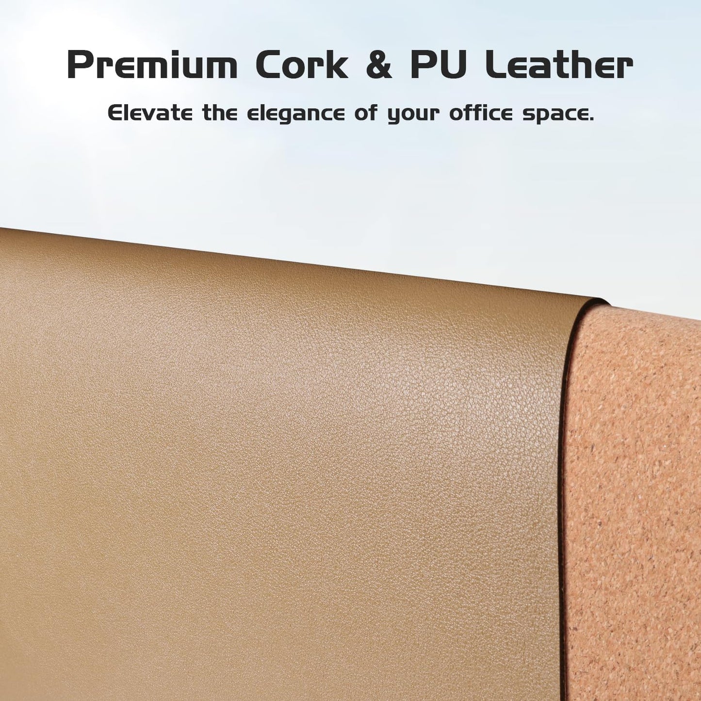 Aothia Dual-Sided Desk Pad - Leather Desk Mat, Natural Cork Desk Pad Protector, Large Mouse Pad for Desk, Waterproof Desk Blotter Pad, Desk Writing Pad for Office Work/Home, Apricot(37.8"x17")