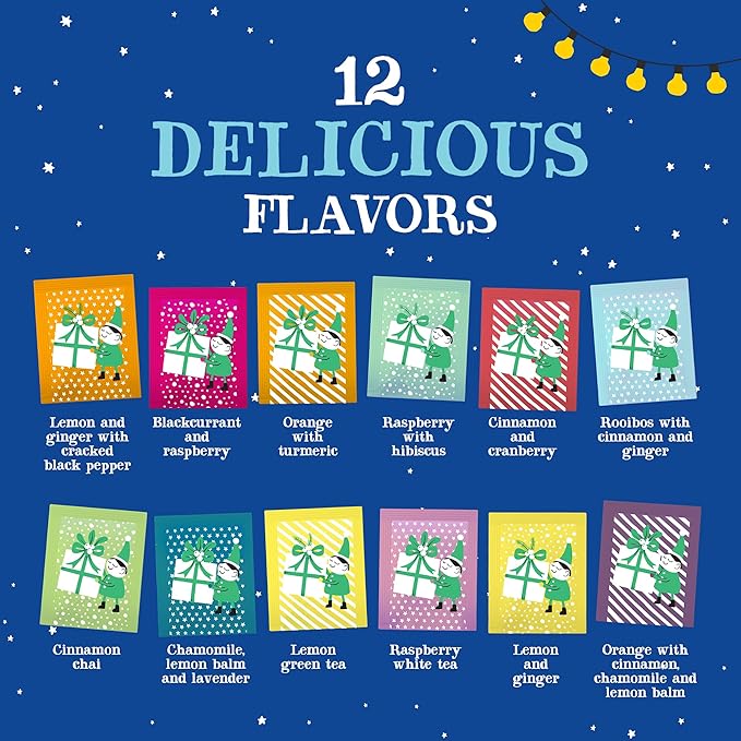 Clipper Tea: Tea Advent Calendar for 2025 Christmas Holiday – Sampler Set Gift w/ 12 Organic Flavors, Mix of Lemon, Ginger, Sleep, Herbal, Green & Black Tea Blends – 1 Variety Pack, 24 Individual Bags