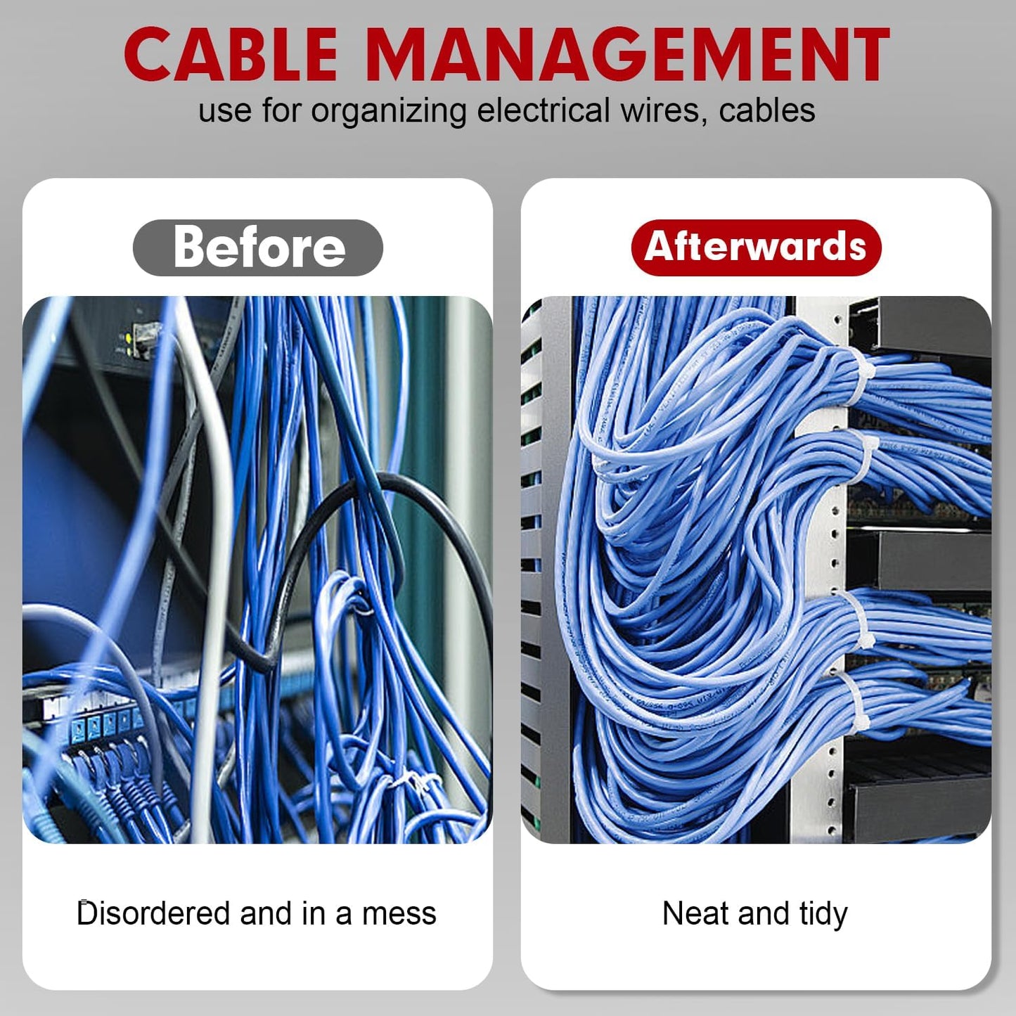 Zip Ties, RAZCC 1200pcs Cable Zip Ties 12 Inch, Heavy Duty White Plastic Wire Ties with 70lb Tensile Strength, Self-Locking Nylon Cable Ties, Wire Management for Indoor and Outdoor