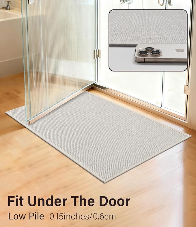 YIHOUSE Bathroom Rugs Mat 24x36, Non Slip Quick Dry Bath Mats for Bathroom Absorbent Ultra Thin Bath Rugs Machine Washable Fit Under Door for Sink, Cabinet, Laundry (Beige, 24"x36")